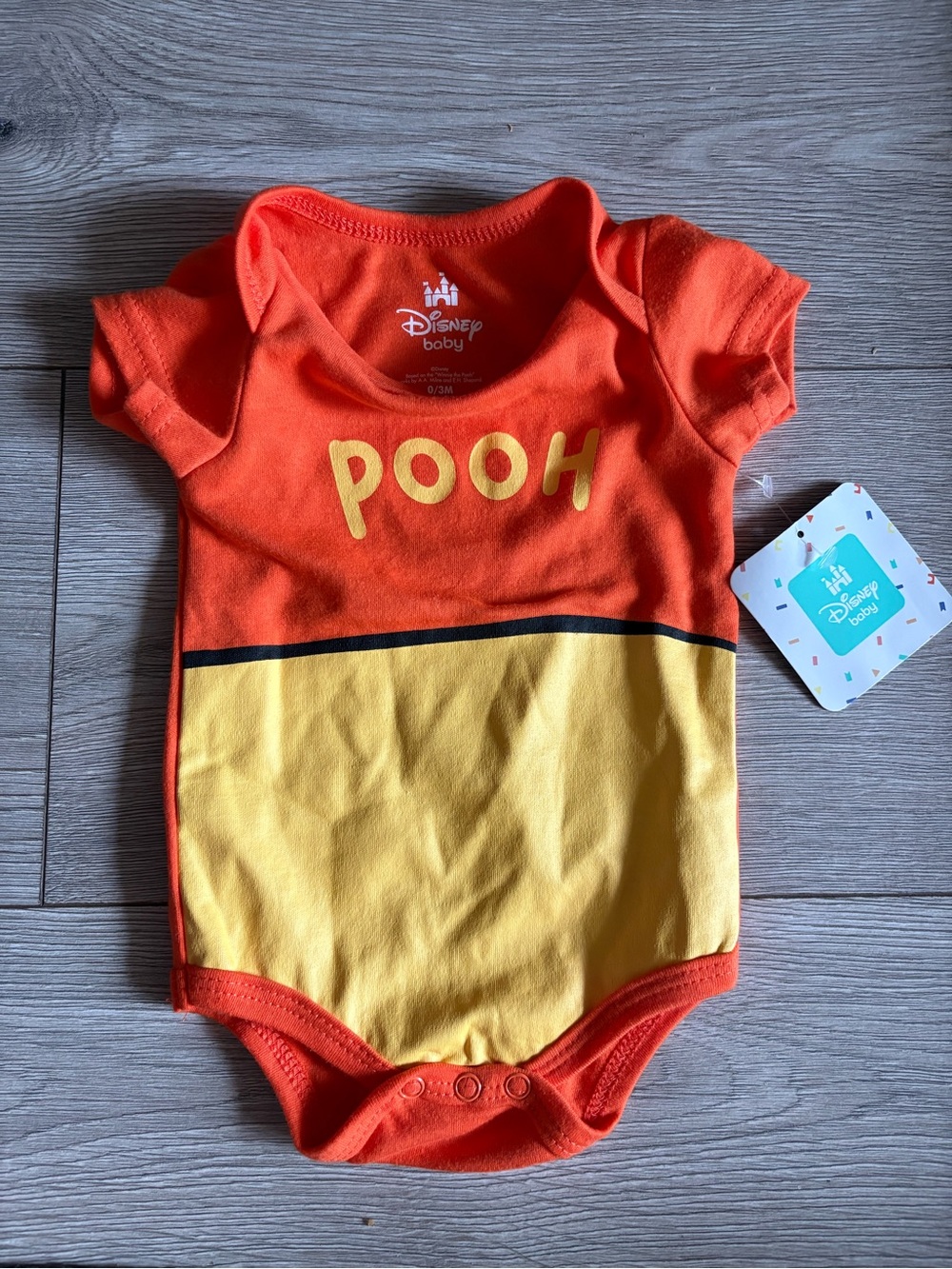 Disney Pooh Orange & Yellow One-Piece Bodysuit 0-3 months NWT